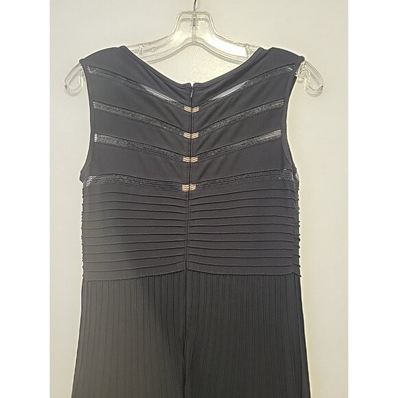 Tadashi Shoji Gown Mesh Striped Mid section ribbed Panel Style Black XS - Picture 7 of 10